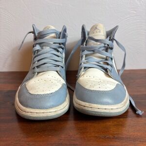Jordan 1 Mid Blue Grey Sail Navy Womens Shoes BQ6472-140 Size 10
